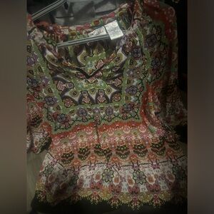 X-Large forbidden Los Angeles mid sleeve sheer shirt colorful paisley design